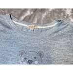 One World Teddy Bear Rhinestone Sweatshirt Womens XL Grey Live and Let Live Cozy Gray Photo 3