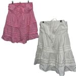 Pink Lily Tiered Smocked Strapless Shirt Lot of 2 women's L Photo 1