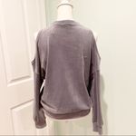 Revamped  Athleisure Cold Shoulder Gray Velour Sweatshirt Top Medium M Photo 2