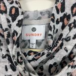 Sundry Draped Gray Leopard Print Hoodie Size Small Photo 2
