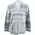 Faherty Baja Poncho Hoodie Sweater Aztec Southwestern Print Kangaroo Pocket XS Blue Photo 0