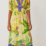 Farm Rio Farm Rio Tropical Floral V-Neck Puff-Sleeve Resort Wear Maxi Dress Size S Photo 0