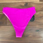 Lulus  Ribbed High Waisted Bikini Bottoms Fuchsia Pink Size M Photo 4