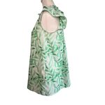 First Love  Floral Tropical Ruffled Short Sleeve Blouse Green White Size Small Photo 2