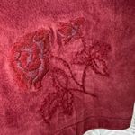 Vtg I.V.Y Burgundy Suede & Ribbed Knit Zip Vest Floral Embroidered Size M Red Size M Photo 4