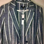 Drew  linen blend denim blue and white jacket sz XS NWT Photo 2