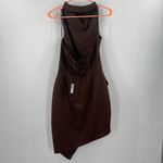 Elliatt  Dress Size Small Chocolate Brown NWT Camo Asymmetrical Satin Halter Photo 3
