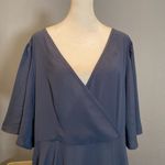 Women’s Blue Short Sleeve V Photo 1