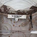 Vitrin Design Lace Vest Womens Large Brown Whimsical Floral Fall Hippie Boho Photo 5