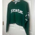 Victoria's Secret PINK Michigan State MSU Spartans Long Sleeve Crop Size Small Green Photo 2