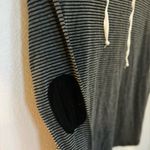 Staccato Striped Hoodie Top Elbow Patch Long Sleeve Pullover Women’s Size Medium Photo 1