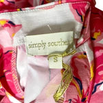 Simply Southern NWT  Pink Sarasota Hibiscus Floral 3/4 Tab Sleeve Tunic Top Photo 1