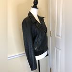 Free People Black Faux Leather Jacket w Floral Lining Sz Small Photo 5