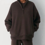 Lululemon SKIMS Boyfriend Fleece Slouchy Half Zip Pullover in Espresso - Medium Photo 0