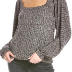 Philosophy Gray Long Sleeve Ribbed Knit Sweater Top Square Neck Marled Y2K Sz M Photo 0