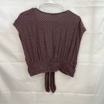 American Eagle women's brown spotted tie v-neck cap sleeve casual cropped shirt Photo 5