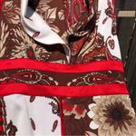 Bebe 🛍️ Brown Paisley Print Silk Dress Fitted Bodice XS Photo 3