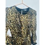 The Kooples Brown Leopard Printed 100% Silk Crewneck Robe Dress size 1 Small Photo 9