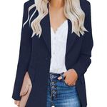 New Cicy Bell Casual Blazer Lapel Career Jacket Pockets L Blue Size L Photo 0