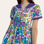 American Vintage Handmade flower power vintage 60s retro mini babydoll floral dress (XXS/XS) Photo 4