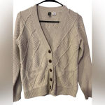 BDG Urban Outfitters  Chuncky Knit Button V Neck‎ Longsleeve Cream Sweater  XS Photo 1