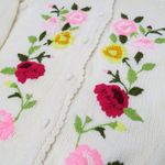 Vintage 60s Floral Embroidered Knit Cardigan Sweater Size L Photo 2