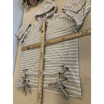 Michael Kors Women’s Striped Hoodie Pullover Size Large Beige Tan Photo 6