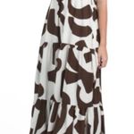 Abel the label  Chocolate Brown White One Shoulder Maxi Dress XS Photo 0