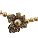Vintage Attwood & Sawyer (A&S) Faux Pearl Necklace with Rhinestone Flower Clasp Photo 9