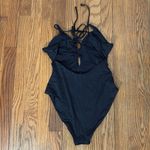 AQUA NWOT‎  Swim Lace up Plunge One Piece Swimsuit-Black Size XS Photo 3