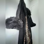 Vintage Y2K Moda International Black Suede Long Coat Penny Lane Afghan Medium Photo 4