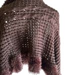 Scarf Shawl Wrap w/ Faux Fur Edging and Pockets Brown Knit CTF Choose the Future Photo 8