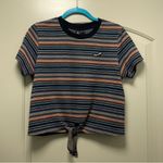 Volcom striped short sleeve center tie crew neck top Photo 1