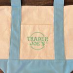 Trader Joes Mini Pastel Canvas Tote Bag Blue NWT Photo 2