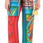 Farm Rio  Mixed Scarves pants in a multi-color print, size large Photo 0