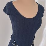 Milly  of New York Navy Cableknit Chain Belt Dress Photo 3