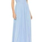Mac Duggal Ieena Powder Blue Chiffon Mock Neckline Sleeveless Tiered Gown Size 6 Photo 0