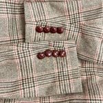 Lands' End Glen Plaid Single Button Blazer Tan & Brown Leather Buttons Size 16 Photo 5