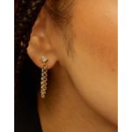 Boutique Solitaire Curb Chain Drop Front Back Earrings | 18k Yellow Gold‎ Filled Photo 2