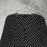 Boston Proper  Shirt Women Medium Black White Polka Dot Pleats Button Up Feminine Photo 3