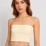 SheIn Cream Strapless Bandeau Tube Top Minimalist XS Photo 0