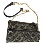 Madison West  Stud Accent Fold-Over Clutch Crossbody Black with Gold Hardware Photo 1