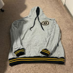 Mitchell & Ness  Boston Bruins, gray Hoodie with Black and Yellow Details Photo 0