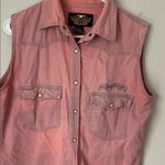 Harley Davidson Women’s Pink Pearl Snap Sleeveless Biker Vest, size Large # Photo 1