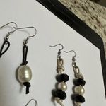 Lot Of 3 Pretty Silver Tone Faux Pearl Beaded Bead Dangle Drop Pierced Earrings Photo 3
