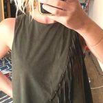 Boutique Green Suede Crop Top With Fringe Photo 0