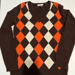 Minnie Rose  100% cashmere Y2K style sweater brown and orange ARGYLE Photo 0