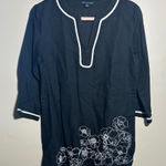 Brooks Brothers Black White Embroidered Top | Medium Photo 0