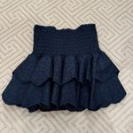 Boutique Navy Eyelet Ruffle Mini Skirt Blue Size L Photo 2