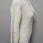 Vintage Spunky 80s pastel stripe vneck sweater size small Photo 2